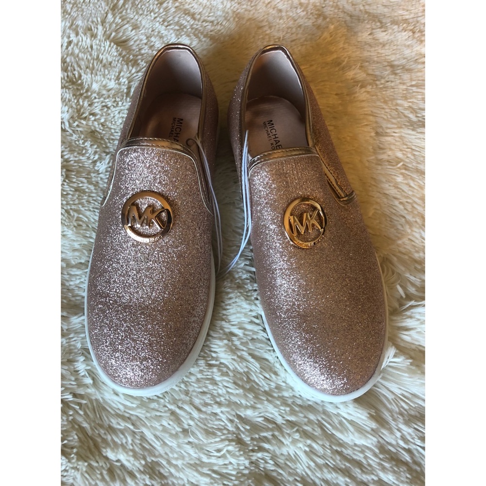 Kids/Girls Michael Kors Rose Gold Glitter Flats 5